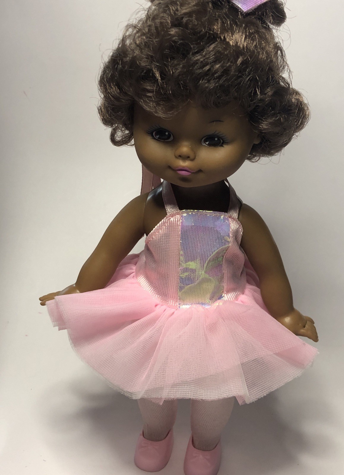 DANCING PRETTY BALLERINA DOLL African/Black American Tested WORKS! Wind Up Toy