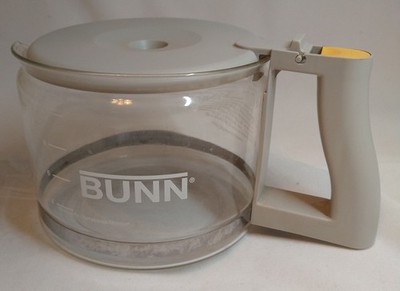 BUNN 10 Cup Carafe Replacement Schott 1203 Glass Gray/Yellow Lid/Handle Coffee