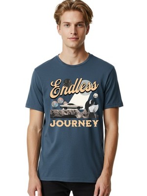 Endless-Journey Mens Graphic Tee,100% Cotton,Casual Summer Wear