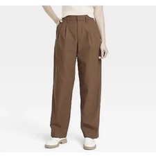 A New Day High-Rise Pleat Front Straight Chino Pants size 6- Brown NEW