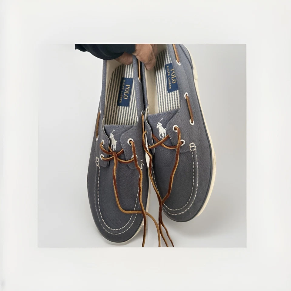 Polo Ralph Lauren Hombre US 11.5 - Zapato Barco Lona Azul Foto 2 de 4