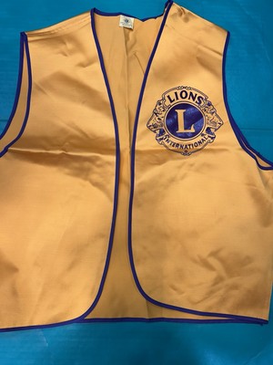 Vintage Lions Club Vest Yellow Purple Mens Size Medium M Lions International