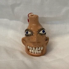 Stacy Lambert Indigenous Southern Folk Art Pottery Tan Mini Smiling Face Jug