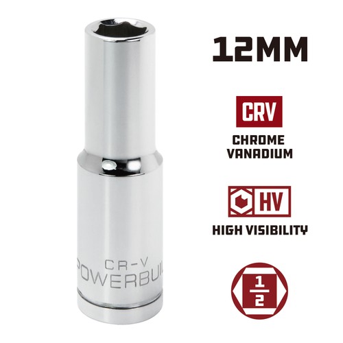 Powerbuilt 1/2 Inch Drive x 12 MM 6 Point Deep Socket - 642219 - Picture 2 of 5