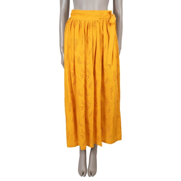 73936 authentischer CHLOE x ERES Rock gelb Baumwolle 2023 PALMOA BESTICKT S