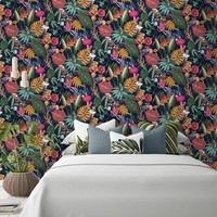 Holden Wonderland Tapete Tropical Parrot Regenwald Navy WOW035