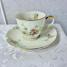 Theodore Haviland NY Floral Tea/Demitasse Cup & Saucer Set Gold Trim Made in USA