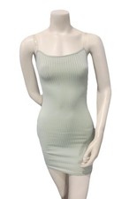PrettyLittleThing Sage Green Ribbed Bodycon Mini Dress UK 8 US 4