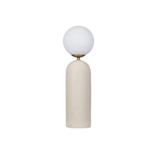 Bloomingville Stoneware Table Lamp with Frosted Globe and Inline Switch, Cream
