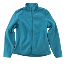 Izod Jacket Womens Medium Blue Full Zip Fleece Performance Outdoor Layer New