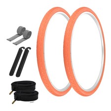 PRO TIRES 700 x 40 Orange P-1134 W/ TUBES, RIM STRIPS,TIRE LEVERS 48mm Schrader
