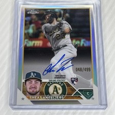 2023 Topps Chrome Shea Langeliers Refractor On Card Rookie Auto /499 Athletics. rookie card picture