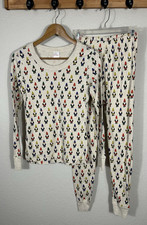 Hanna Andersson Adult Long John Gnome Pajamas Top Sz S Pants XS Org Cotton READ