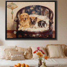 Golden Retriever Dog Canvas Print Rustic Dog Decor Wall Art Cozy Living Room Art