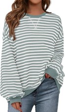 Striped Crewneck Sweatshirt for Women, Oversized Loose Fall Pullover Y2K Tops