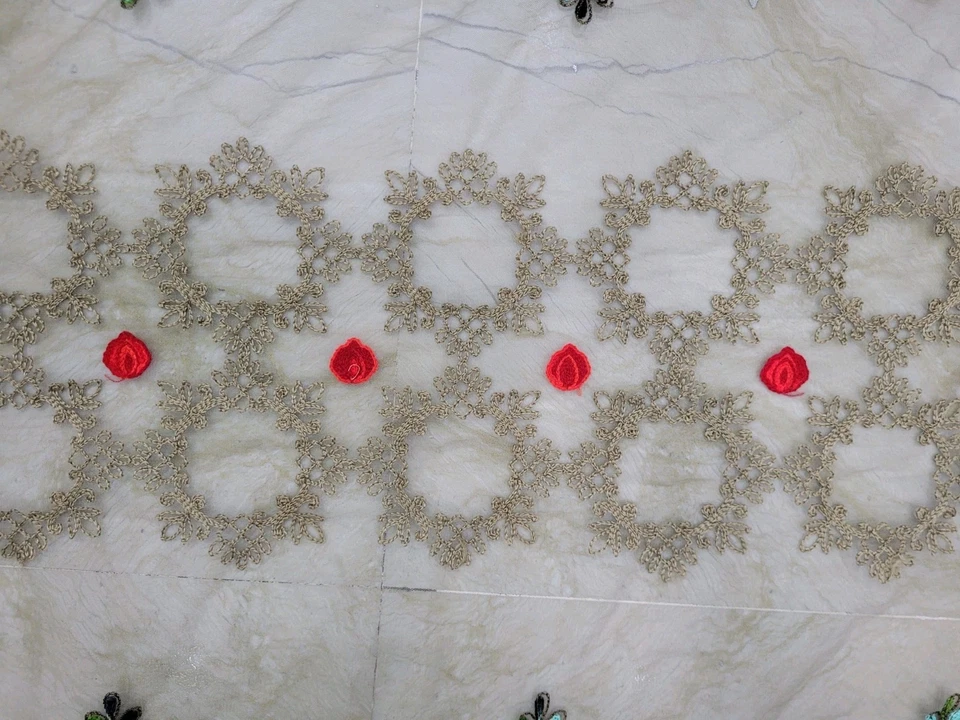 Nupcial étnico indio Punjab Phulkari tejido bordado red Dupatta bufanda hiyab Foto 3 de 4