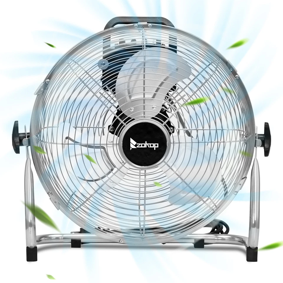 12" 3-Speeds High Velocity Metal Industrial Floor Fans Quiet for Home,Commercial