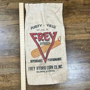 Vintage FREY Hybrids Corn Cloth Bag Farm Feed Sack Gilman, IllINOIS