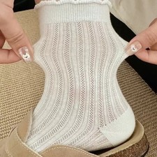 SocksWhite Women's Spring/Summer Mid-Calf Socks, Layered Socks, Lightweight Summ