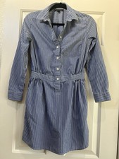 Banana Republic Petite Blue And White Stripe Shirt Dress P4
