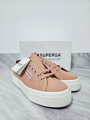 Superga 2740 Plateau Damen Sneaker UK 5 Rose Dusty Pink Canvas Sneaker