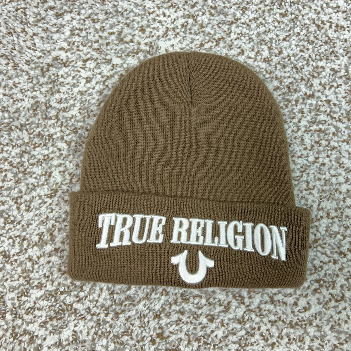 True Religion Brown Beige Ombré Wool Hat True Religion Distressed Horseshoe Badge Beanie Hat main image 4
