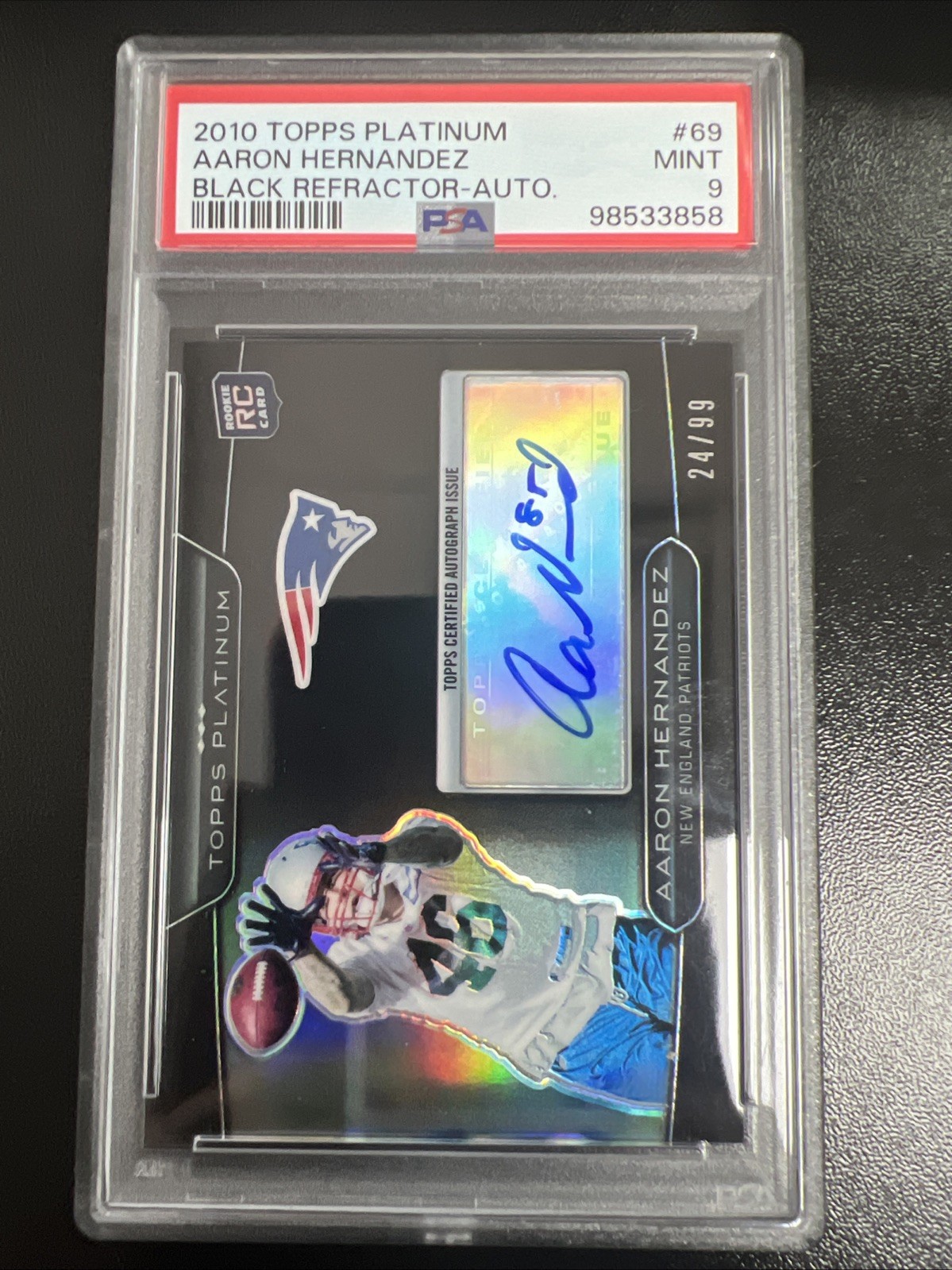 Aaron Hernandez Topps Platinum #69 Black Refractor-Autograph