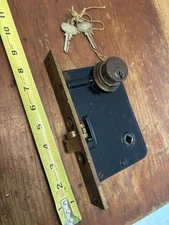 Vintage Russwin Entry Mortise Deadbolt Cylinder Lock with Two Keys Brass Nice Se