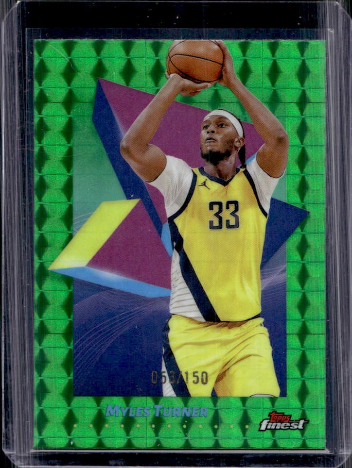 2024-25 Topps Finest Myles Turner Common Green Geometric Refractor #/150 Pacers