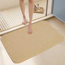 Bath Mat Cork Brown 60x45cm Non-Slip Absorbent Antibacterial Natural Bathroom XL