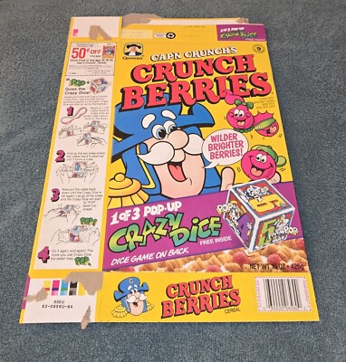 1991 Quaker Capn Crunchs Cereal Crunch Berries Crazy Dice Box Premium w/Dice HTF