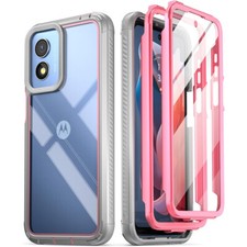 For Moto G Play 4G 2024 Case Poetic Bumper Cover with Built-in Screen Cover Pink