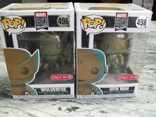 Funko Pop Marvel 80 Años Pátina Wolverine #496 & Iron Man #498 Objetivo Excl, Nuevo en Caja