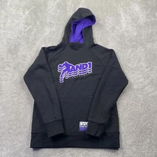 And1 Basketball Logo Hooded Pullover Sweatshirt Men's Size S Black Purple