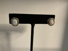 14K Solid Yellow Gold Oval Opal Stud Earrings