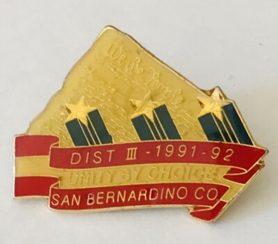 San Bernardino District 3 Unity By Choice 1992 Pin Badge Rare Vintage (A9)