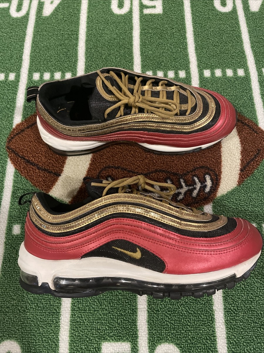 Nike Air Max 97 Running Shoe Red/Gold Sequin/Black CT1148-600 Women’s Sz