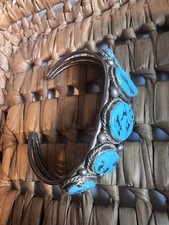 Authentic Old Navajo 925 Sterling Silver Kingman Turquoise Bracelet 41g