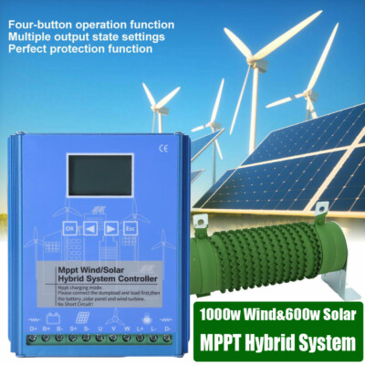 1600W MPPT 12V 24V Wind Solar Hybrid Charge Controller Boost Battery Regulator 