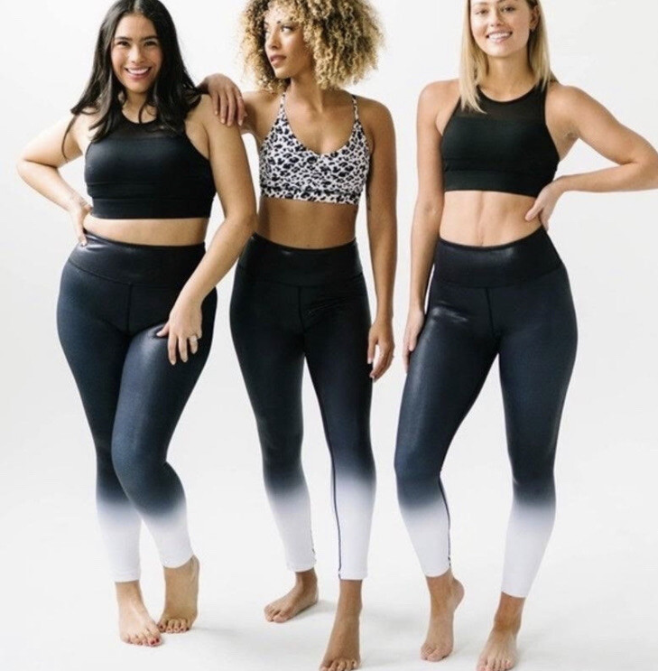 Zyia black and white ombré metallic leggings size 4 L… Gem