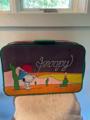 AVIVA 1965 Vintage Children's Snoopy Western Suitcase Navy and