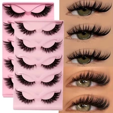 Mink Natural Look False Eyelashes - 5-Pair Set for Volume & Curl