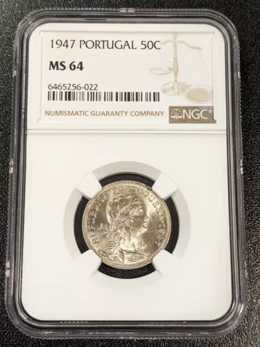 1947 MS64 Portugal 50 Centavos UNC NGC KM 577