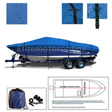 Premium trailerable I/O Deckboat Deck Boat Cover Fits 23' - 24.5' L Blue Durable