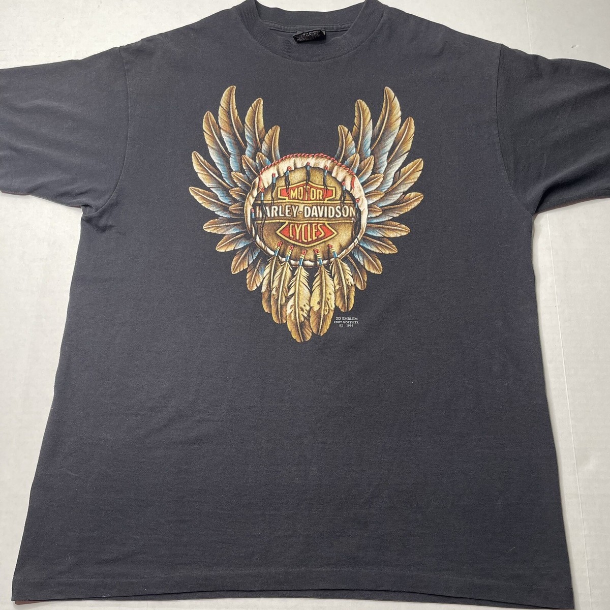 HARLEY DAVIDSON　3D EMBLEM　90s　©1991　Tシャツ Vintage 1991 3D Emblem Harley Davidson Dream Catcher T-Shirt XL | eBay