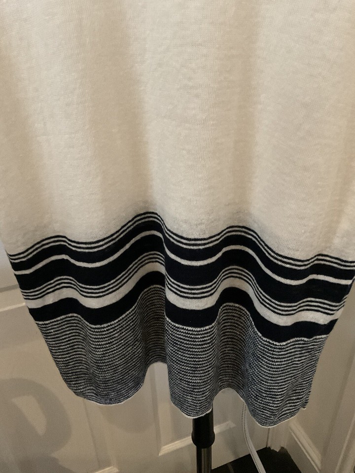 White Label White Company Top Size Uk 10 Striped Cream 100 Linen Light