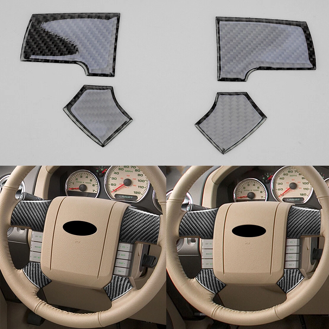 Carbon Fiber Steering Wheel Cover Trim Fit For Ford F150 F 150