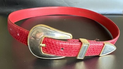 NWOT Elegant Red Real Snakeskin Leather Belt with Gold Tone Buckle NWOT Elegant Red Real Snakeskin Leather Belt with Gold Tone  main image 4