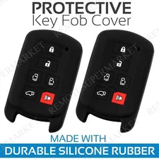 2 Key Fob Cover for 2011-2018 Toyota Sienna Remote Case Rubber Skin Jacket