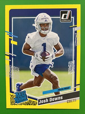 2023 Donruss Josh Downs Rookie RC Press Proof Yellow Indianapolis Colts #345